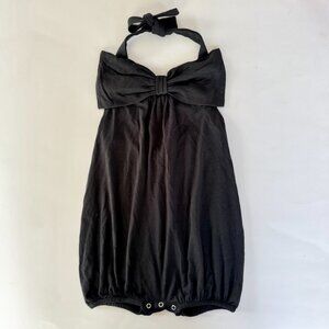 Kate Quinn Bubble Romper | Bow Front, Halter Tie | Black | 18–24M | NWT